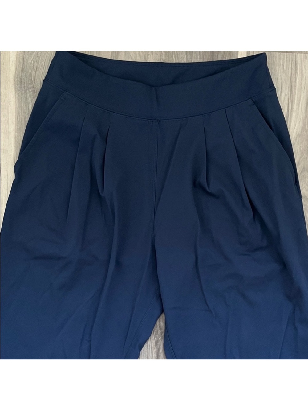 Kit and Ace Navy Wide-Leg Pleated Pull-On Pants